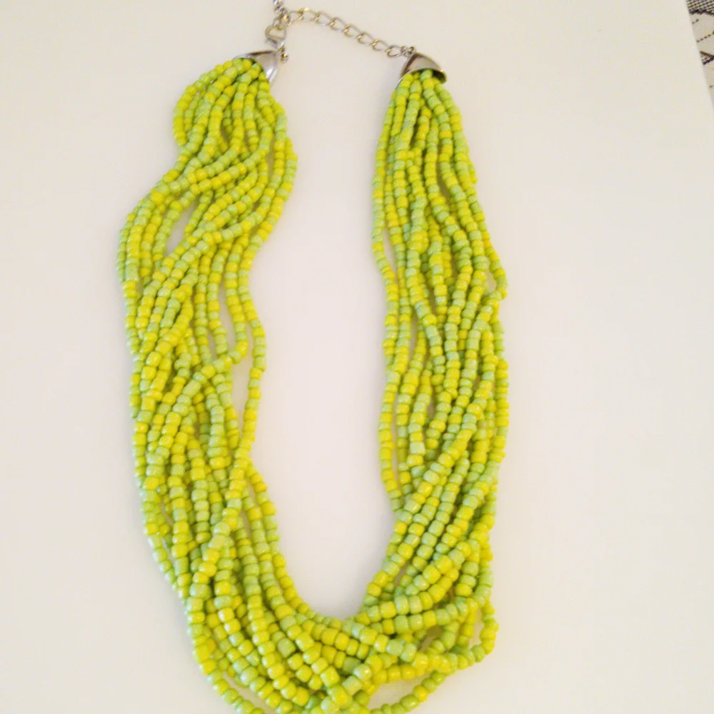 Vibrant Green and Blue Multi-Strand Necklace